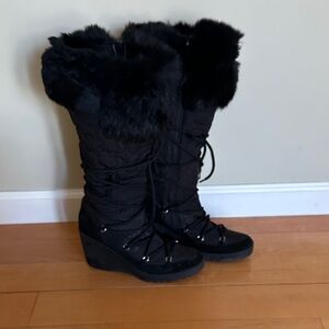 Women's Coach Black Fur-Lined Winter Boots